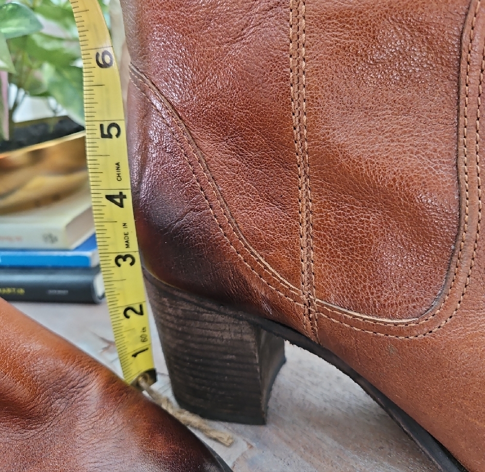 Vince Camuto Chestnut Leather Heeled Boots Dip Dyed Toe - Picture 6 of 8